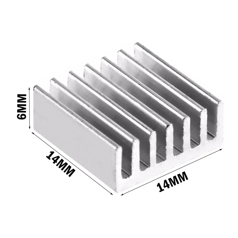 20PCS Gdstime Aluminum IC Two-electrode Tube Dynatron Cooling Cooler Heat Sink Heatsinks with Tape 14x14x6mm