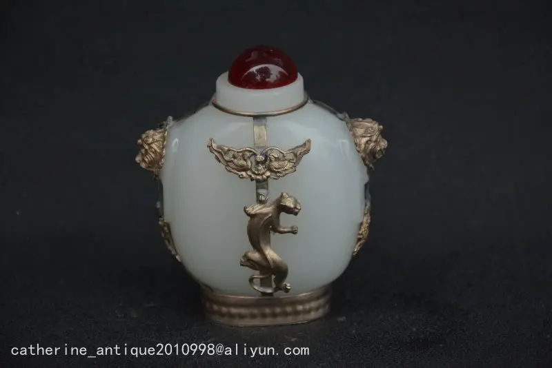 

Rare old QingDyansty glass&silver tiger snuff bottle ,the best collection,free shipping