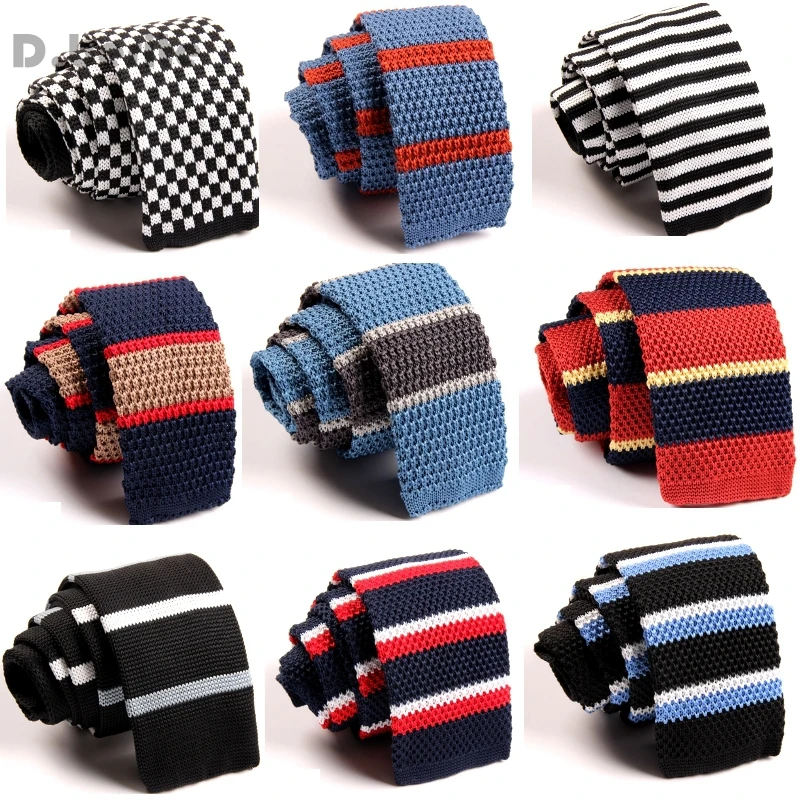 

Classical Stripes Men Knit Tie Slim Skinny Knitted Neckties Groom Narrow Neck Ties For Wedding Party Business ZZLD041-060