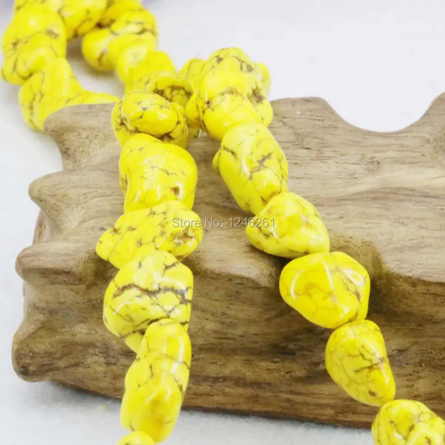 10-14mm Accessories Irregular Yellow Turkey Stone Loose Beads Stone DIY Howlite Accessory Parts 15inch Jewelry Gems Gifts Making