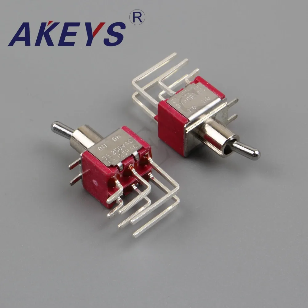 10PCS MTS-202-C4-NO-6.9mm T80-t 6MM Menekuk Kaki Lengan Rocker Switch Rocker Lever Switch 6P2T/6P3T