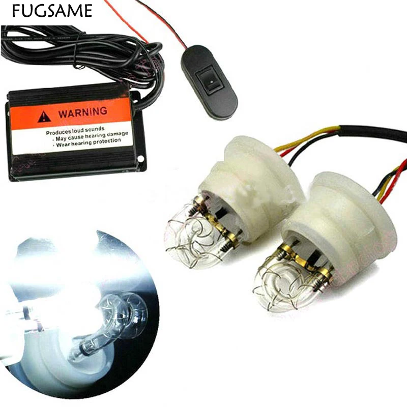 FUGSAME Car Spiral Tube Flash Lamp High Power Fog Lamp U Flash Lamp  Multi-Function Adjustable Warning Strobe Light White