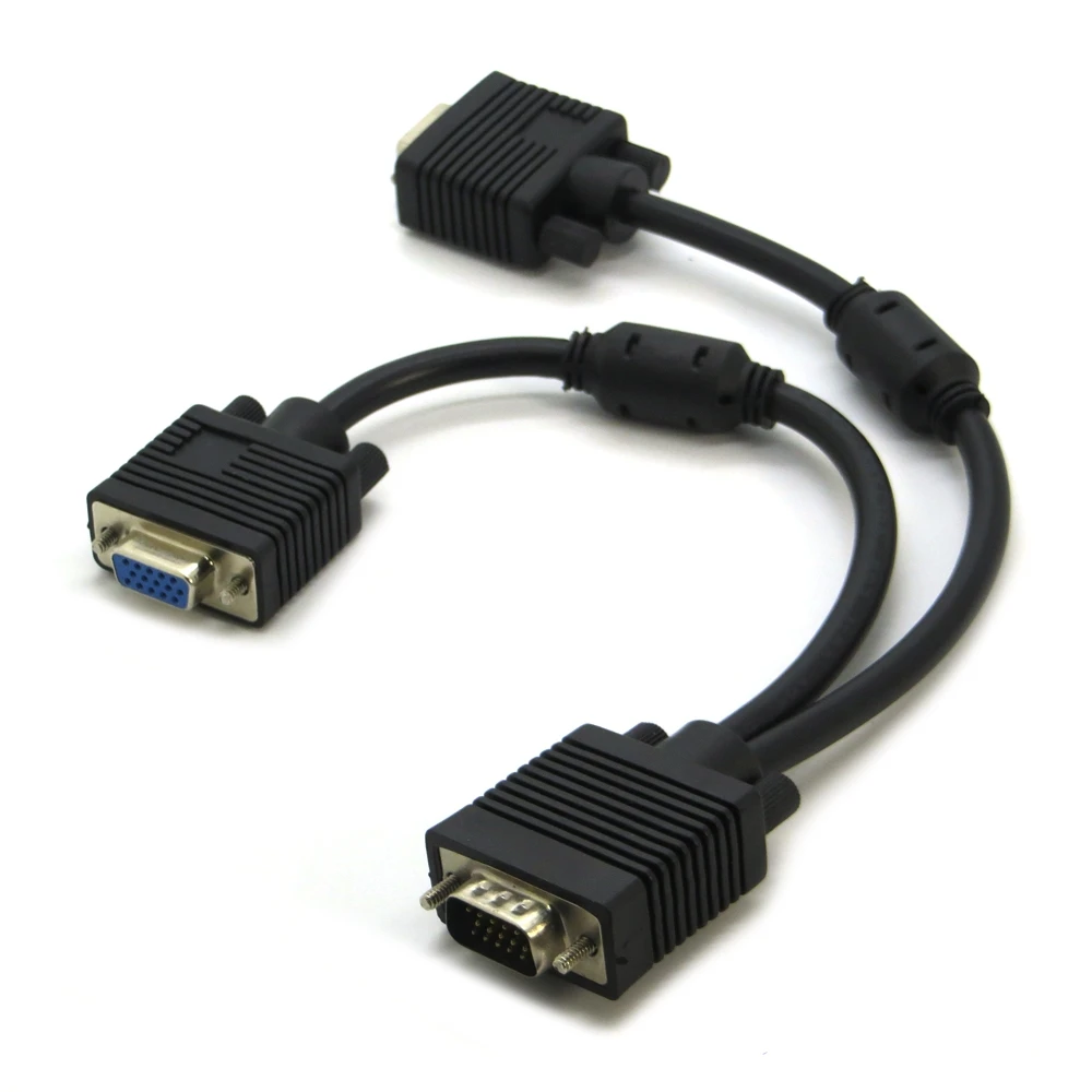 1 To 2 VGA SVGA Monitor Y Splitter Cable Lead 15 Pin for Table Computer