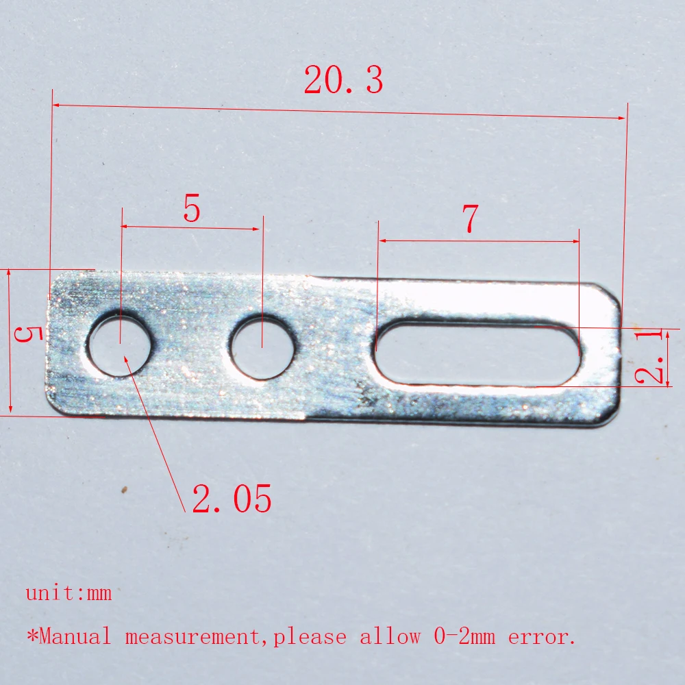 10/100pcs 20x5mm iron piece hole+slot dron rc car plane robot kids toys for boys diy baby accessories montessori juguetes I205SH