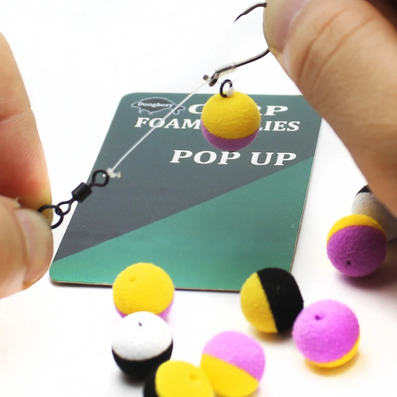 15szt Boilies Carp Fishing Bait Duo Foam Pop Up Boilies Ball Black & Yellow Imitation Bait for Carp Hair Zig Rig Feeder Fishing
