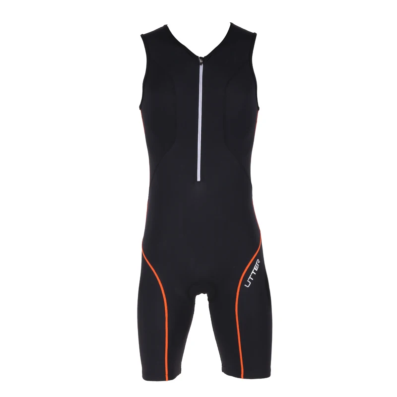 UTTER Passion P1 Black and Orange Cycling Jersey Sets Anti-UV Men Breathable Triathlon Suit Sleeveless Cycling Bicycle Clothing