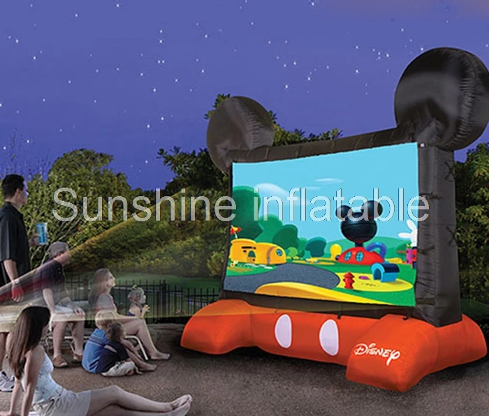 

Customized cute mouse shaped outdoor giant inflatable movie screen projection screen for recreation