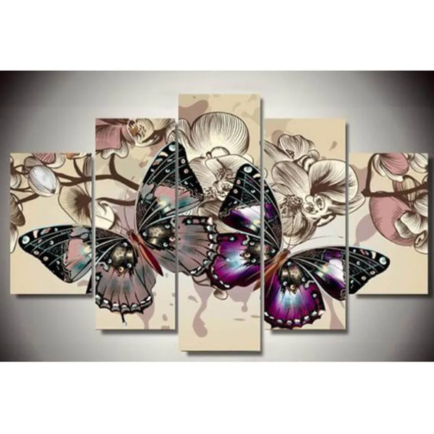 

5pcs/set Butterfly flowers Home Decoration DIY diamond painting Cross Stitch wall decoration diamond Embroidery Multigang figur