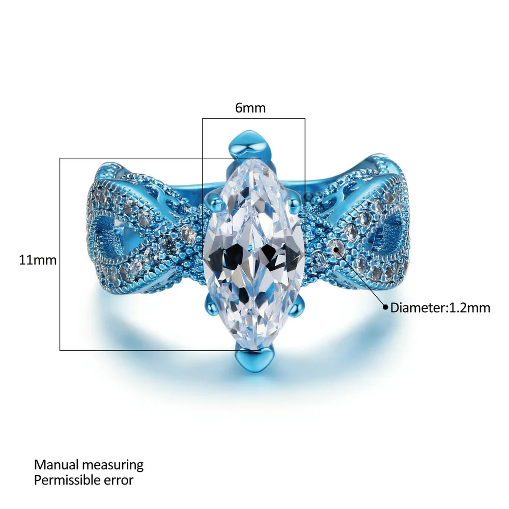 Unusual Punk Halloween Zircon Stone Rings For Men Women Gothic Crystal Blue Pink Gold Color Finger Rings Fashion Jewelry DD039