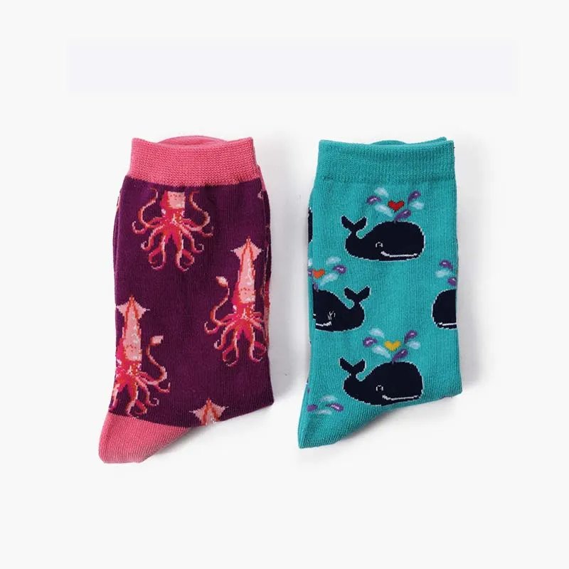 WPLOIKJD-Calcetines Divertidos de algodón para Mujer, medias de calle con diseño de arte abstracto, regalo de Animal feliz, Unisex