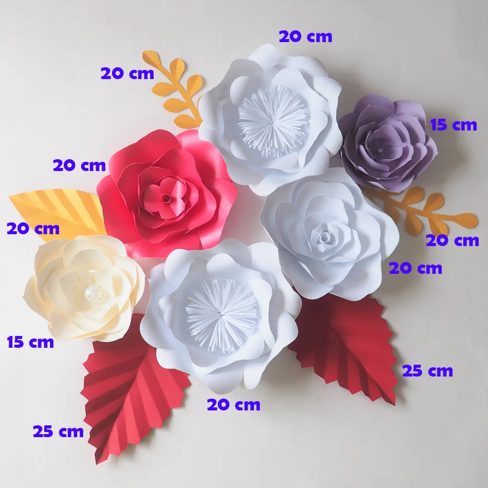 DIY Giant Paper Flowers Backdrop Flores Artificiales 6PCS+Artificial Leaves 5PCS Wedding & Party Deco Home Decoration Video