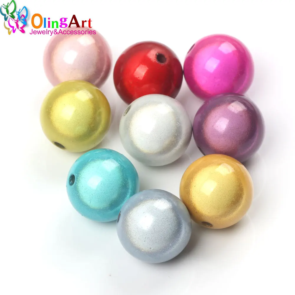 OlingArt 20mm 9Pcs Mixed Color 3D Illusion Miracle Acrylic Spacer Bead Bubblegum Fantasy DIY Choker Necklace Jewelry Making