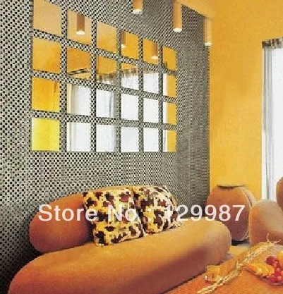 Set of 50PCS  5x5cm Square Acrylic wall mirror  ,Sqaure Mosaic Mirror Sticker for Home Decoration