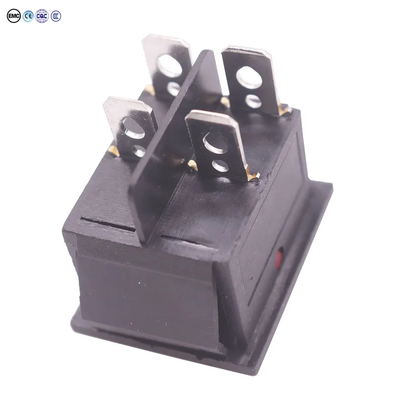 1 Pcs Red Button Rocker Switch 4 Plugs 30x25x27mm 15A/16A 250v/ 20A 125V AC Electrical Equipment Switches