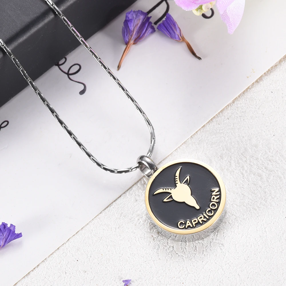 

Constellation Keepsake Capricorn Necklace - High Grade Stainless Steel Cremation Jewelry for Ashes Urn Charm Memorial Necklace