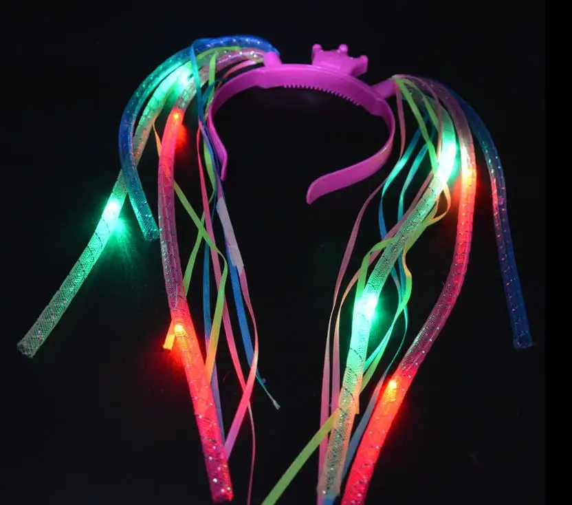 

Party Flash LED Noodle Headband Party Rave Costume Fancy Dress Blinking Light Up Braids Crown Hairband Headband Christmas 100pcs