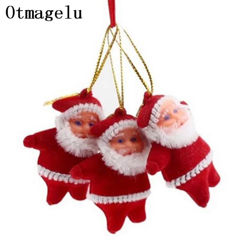 1pc Cute Christmas Tree Decoration Pendant Mini Santa Clause Doll Hanging Ornaments Christmas Decor for Home Party New Year Gift