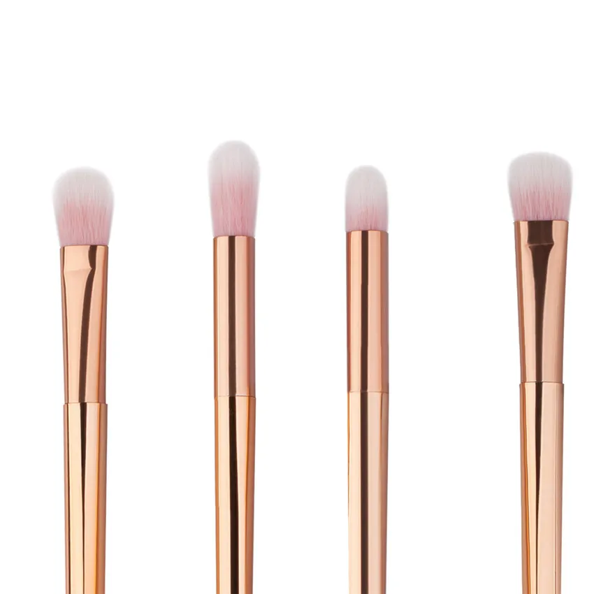 SAIANTTH 4pcs long rose gold eyes Makeup Brushes Set eyebrow Eyeshadow Eyeliner Lip Brush Tool kit Pink white hair maquiagem