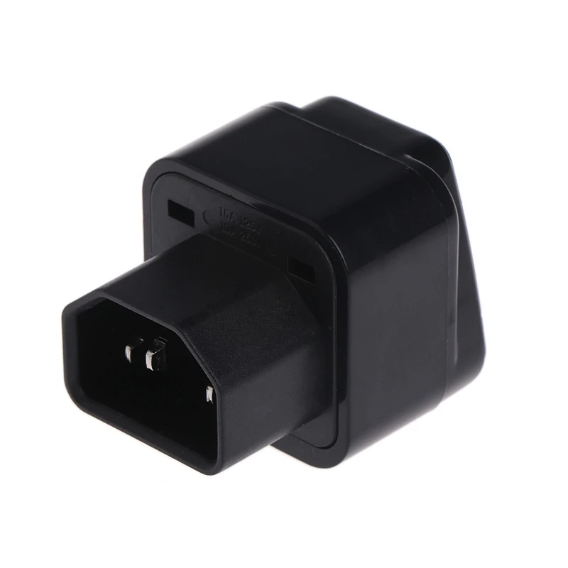 IEC 320 C14 To Universal Female Power Adapter AC Power Plug Connector Black