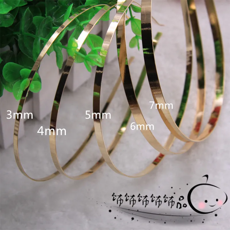 Free Shipping 20 X 3mm/4mm/5mm/6mm/7mm Blank Headbands Gold Metal Hair Band Lots DIY Accessories