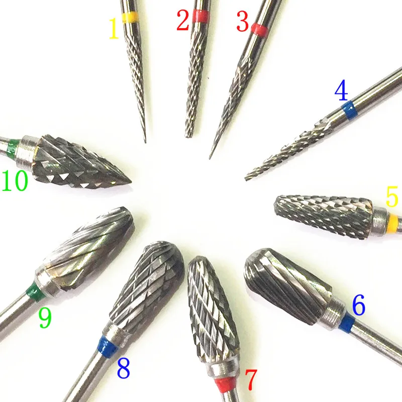 10pcs 2.35mm Dental lab instrument Shank Tungsten Steel Solid Carbide Rotary Files Diamond Burrs Dremel