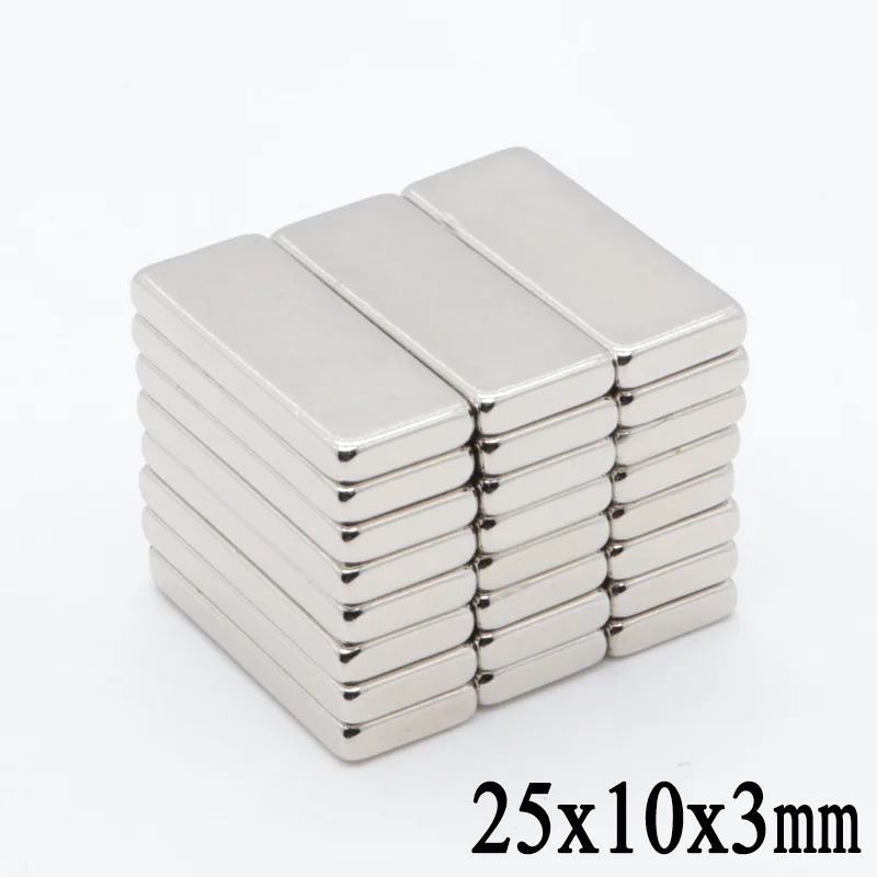 50pcs 25x10x3mm Strong N52 Neodymium Magnets Block Rare Earth DIY Powerful Permanet Magnet