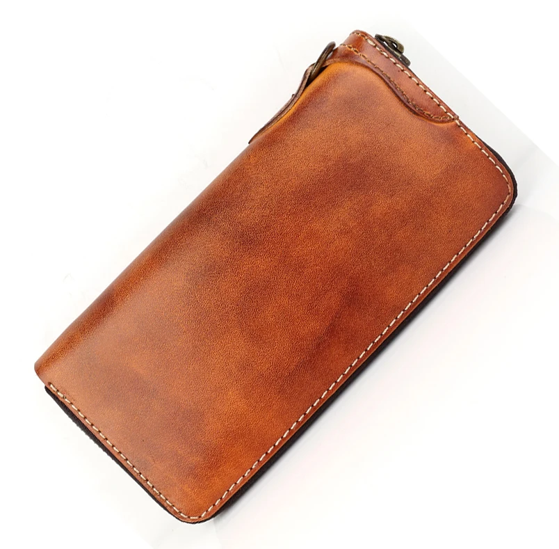 Luxury Handmade Genuine Leather Men Wallet Men Purse Leather Long Wallet zip-around Clutch Bag Male purse Women Wallet Money bag