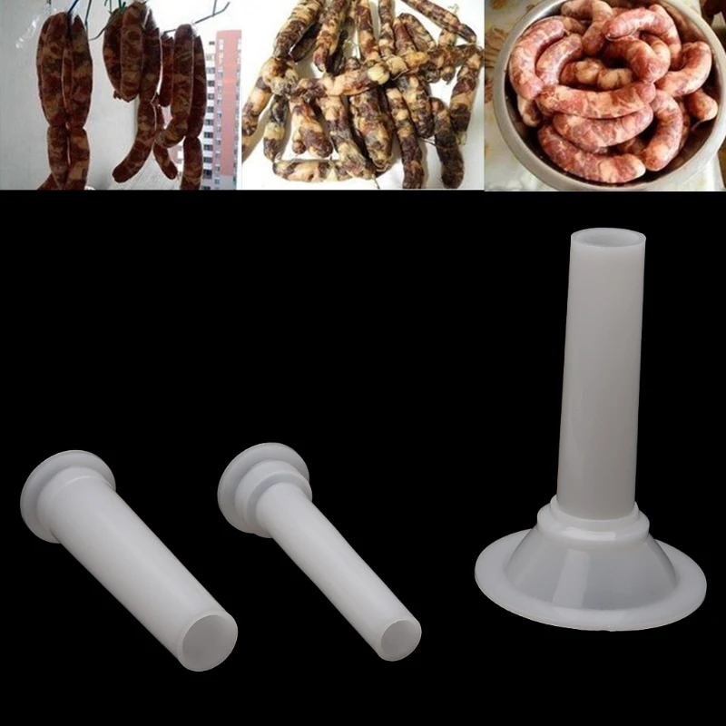 New 4Pcs Plastic Sausage Filling Stuffing Tube For Handmade Meat Grinder Stuffer 10# White Color