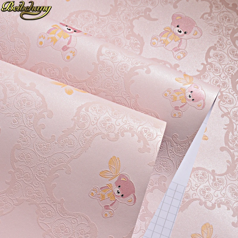 beibehang Self-adhesive wallpaper pink cartoon warm romantic boy girl bedroom children room background wall paper stickers