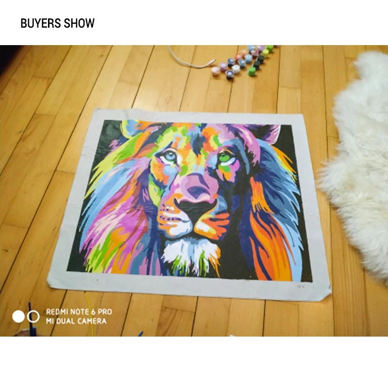 CHENISTORY Frame Colorful Lion Animals Abstract Painting Diy Digital Painting By Numbers Modern Wall Art Picture For Home Decor