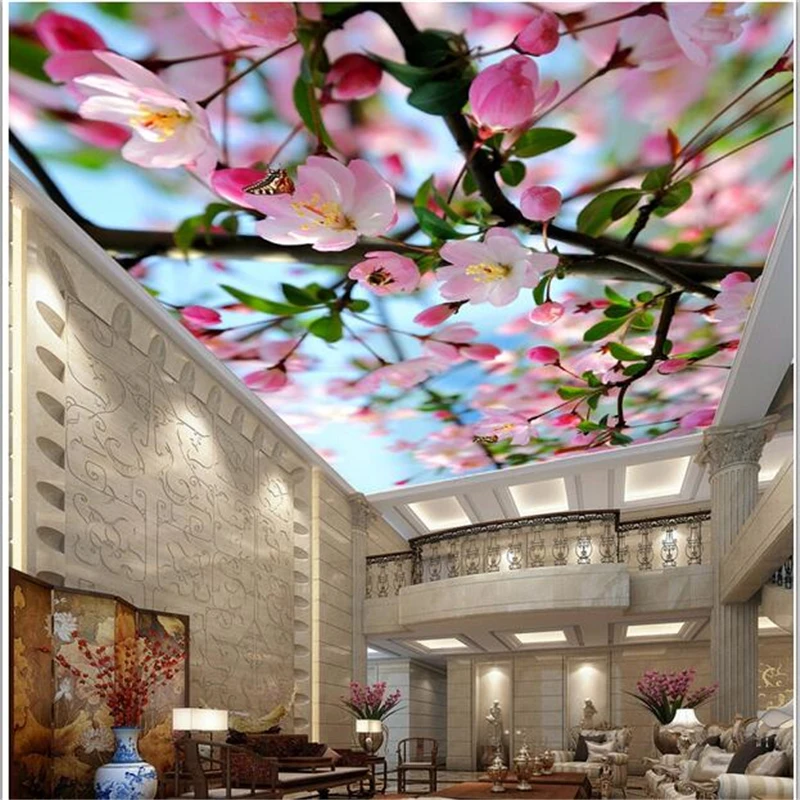 

wellyu Custom wallpaper 3d high-definition beautiful flower branches ceiling living room murals papel de parede 3d wallpaper