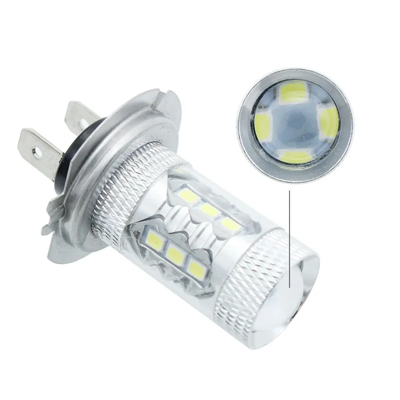 JanDeNing 2PCS H7 80W 16-SMD 2835 Car LED Fog Light Bulbs daytime running lights  Driving Lamp Bulbs 6000K