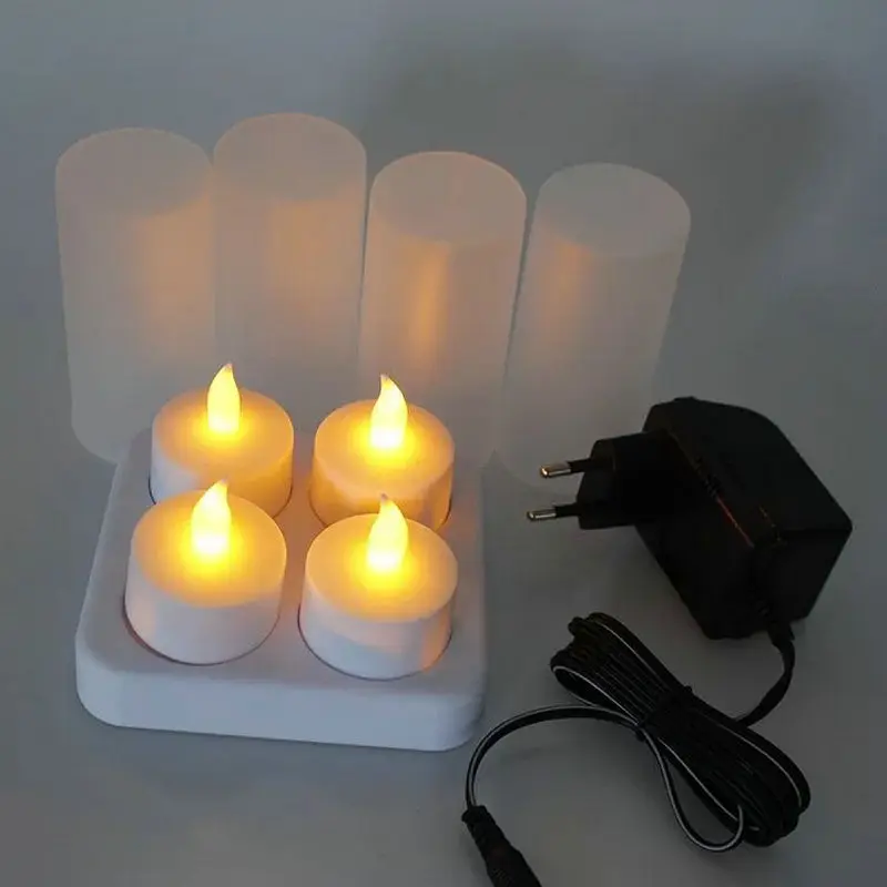 Pack of 6/12pcs Rechargeable Flameless Led TeaLight Candle w/Difused Votives lamp Xmas wedding party 110V/220V optional-AMBER