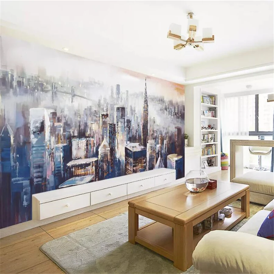 beibehang Custom Photo Wallpaper 3d Fresco New York City Landscape Oil Painting papel de parede infantil wall papers home decor