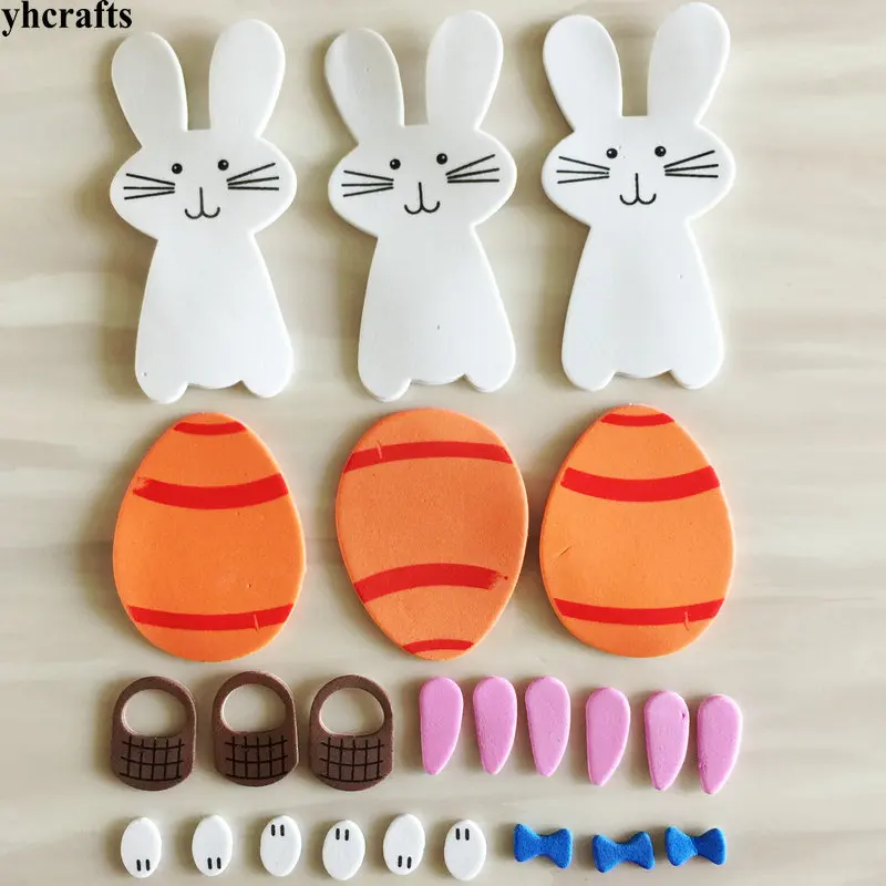 1bag/LOT.Rabbit Egg carrot Easter foam stickers Crafts Activity items Wall label Spring crafts Kids room decoration Decorative