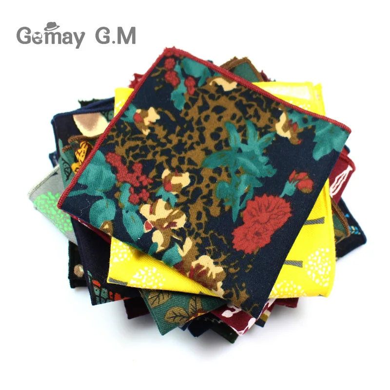 Fashion Suits Flower Printing Pocket Square 25cm*25cm Men's Cotton Handkerchiefs Chest Towel Ladies Hanky Hankies for Men