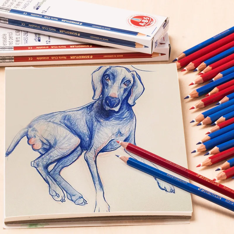 12pcs STAEDTLER 144 Colored Pencils With Eraser Drawing Pencil School Stationery Office Art Supplies Student Painting Pencils