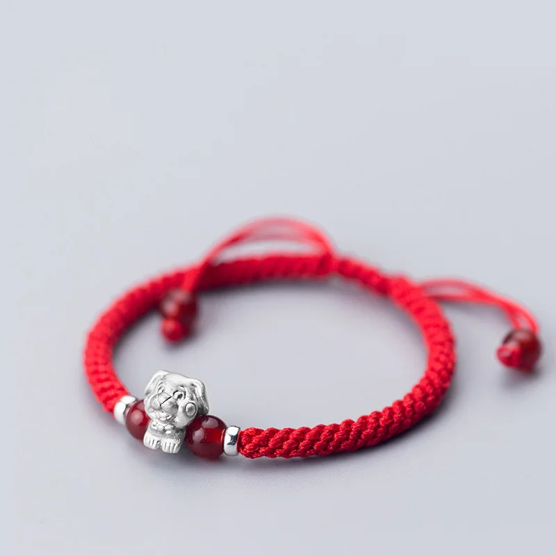 La Monada S 999 Pure Sterling Silver Chinese Zodiac Red Rope Women Bracelets Red Thread For Hand Line String Bracelets For Women