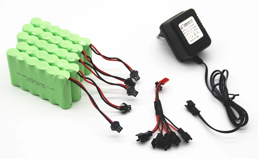 7.2v 2400mah AA NI-MH Battery with charger High capacity electric toy battery Remote car ship robot rechargeable 7.2 v 2400 mah