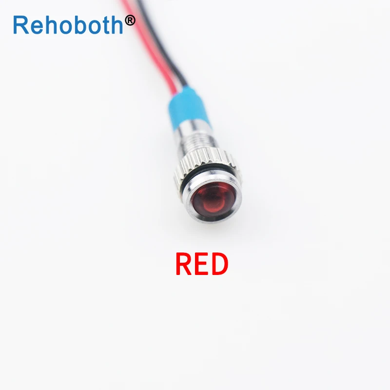 6mm 6V  LED Metal Indicator light 6mm waterproof Signal lamp dot signal light with wire red yellow blue green white