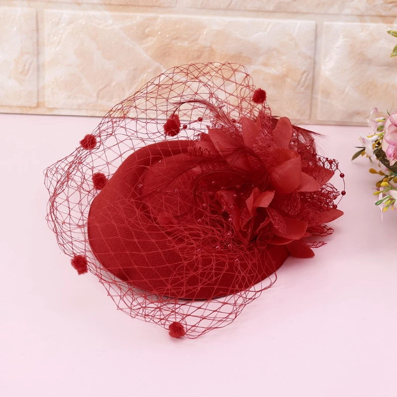 2018 Fashion Hot 1 Pc Women Fascinators Hair Clip Headband Girls Pillbox Hat Bowler Feather Veil Wedding Party New 10 Colors