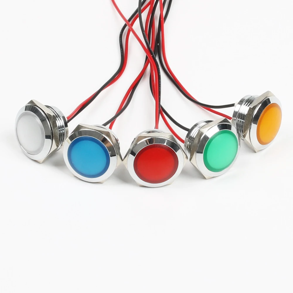 19mm LED Metal Indicator light Waterproof Signal lamp Light 3V 6V 12V 24V 220v Red Yellow Blue White Green Spherical 19ZSD.QX.X