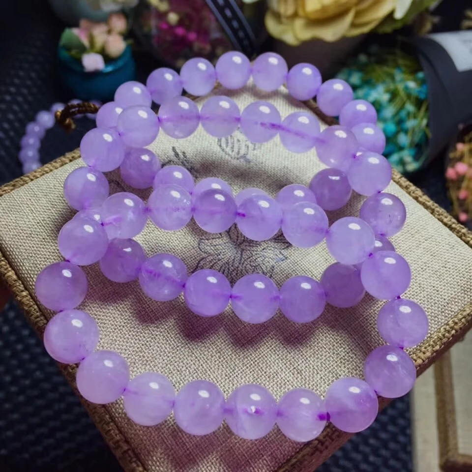 

Natural Lavender Amethyst Bracelet Jewelry For Woman Lady Men Beauty Love Gift Crystal Round Beads Stone Strands AAAAA 10mm 12mm