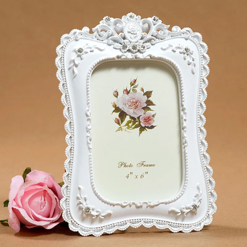 6inch 7inch Picture Frame European Style Resin Rose Flower Photo Frame Oval Rectangle Shape Frames for Wedding Gifts Home Decor