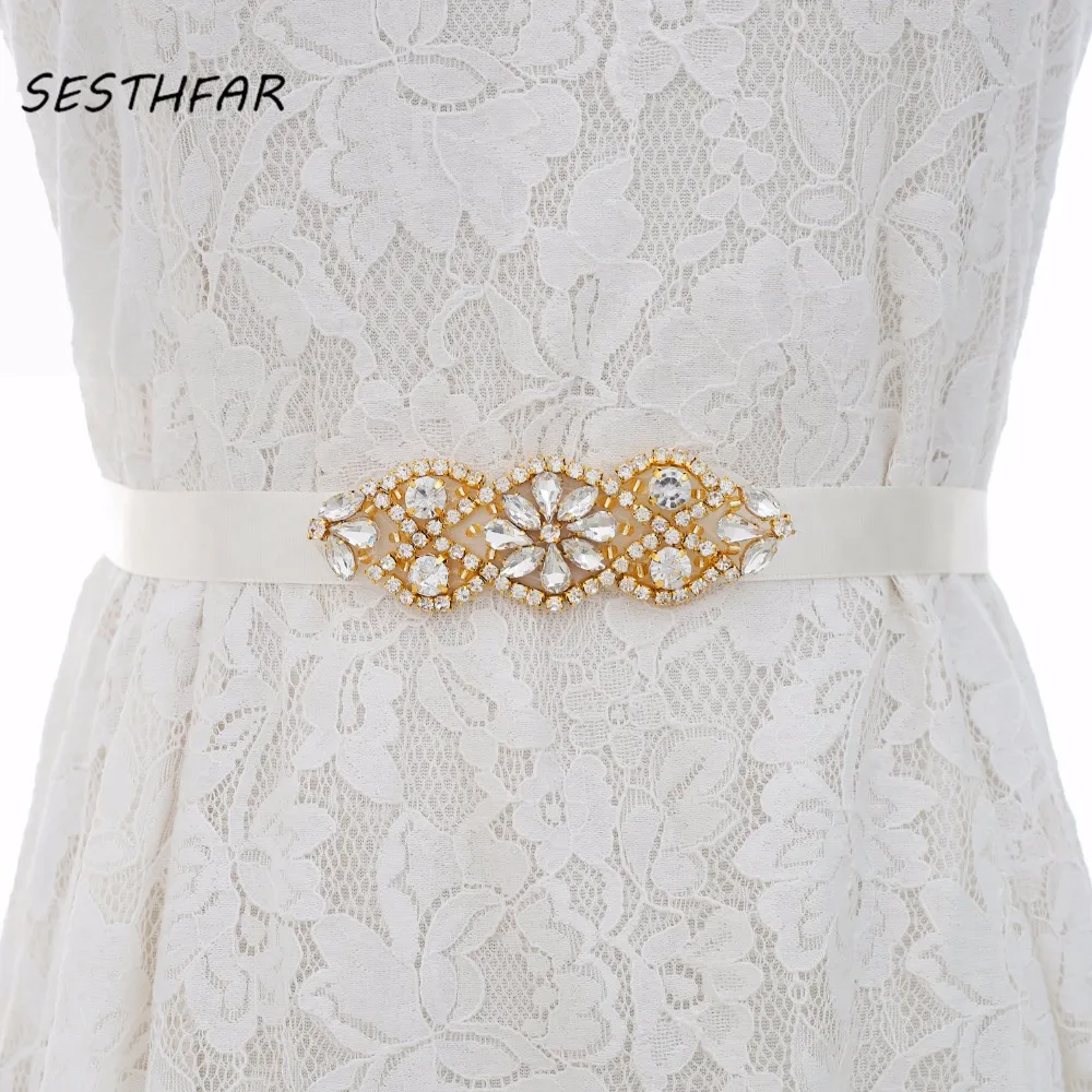 SESTHFAR Strass Braut Gürtel Diamant Hochzeit Schärpe Gold Gürtel Kristall Braut Schärpe Für Hochzeit Abendkleid