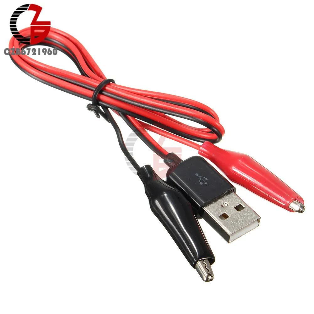 Alligator Test Clips Clamp auf USB Stecker Netzteil Adapter Draht 60cm
