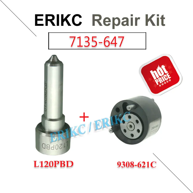 ERIKC Valve 9308-621C Nozzle L120PBD Repair kits 7135-647 Diesel Injector Spare Parts for DELPH1 RENAULT NISSAN Euro 3 Inyector