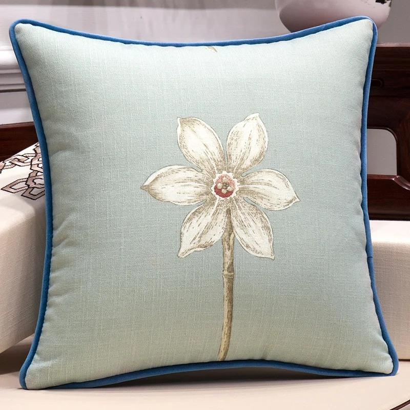 Simple Flower European-Style Printed Pillow case Cushion Cover Cotton Linen Home Decorative Sofa Throw Pillow