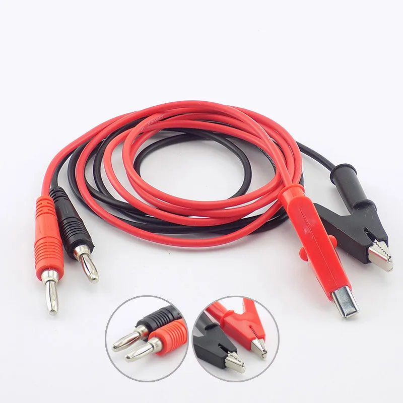 Double End Crocodile Electric 1M Alligator Clip To Banana Plug Test Cable Wire For Multimeter Electrical