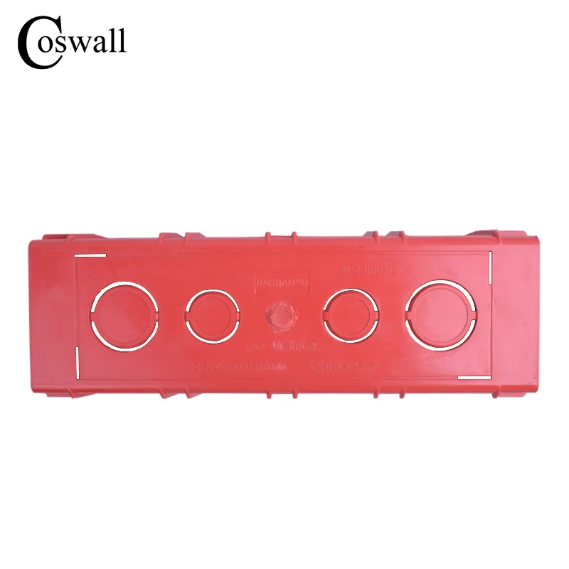 Coswall 마운팅 박스 내부 카세트, 표준 스위치 및 소켓 레드 컬러, 186mm * 67.5mm * 50mm, 197mm * 72mm